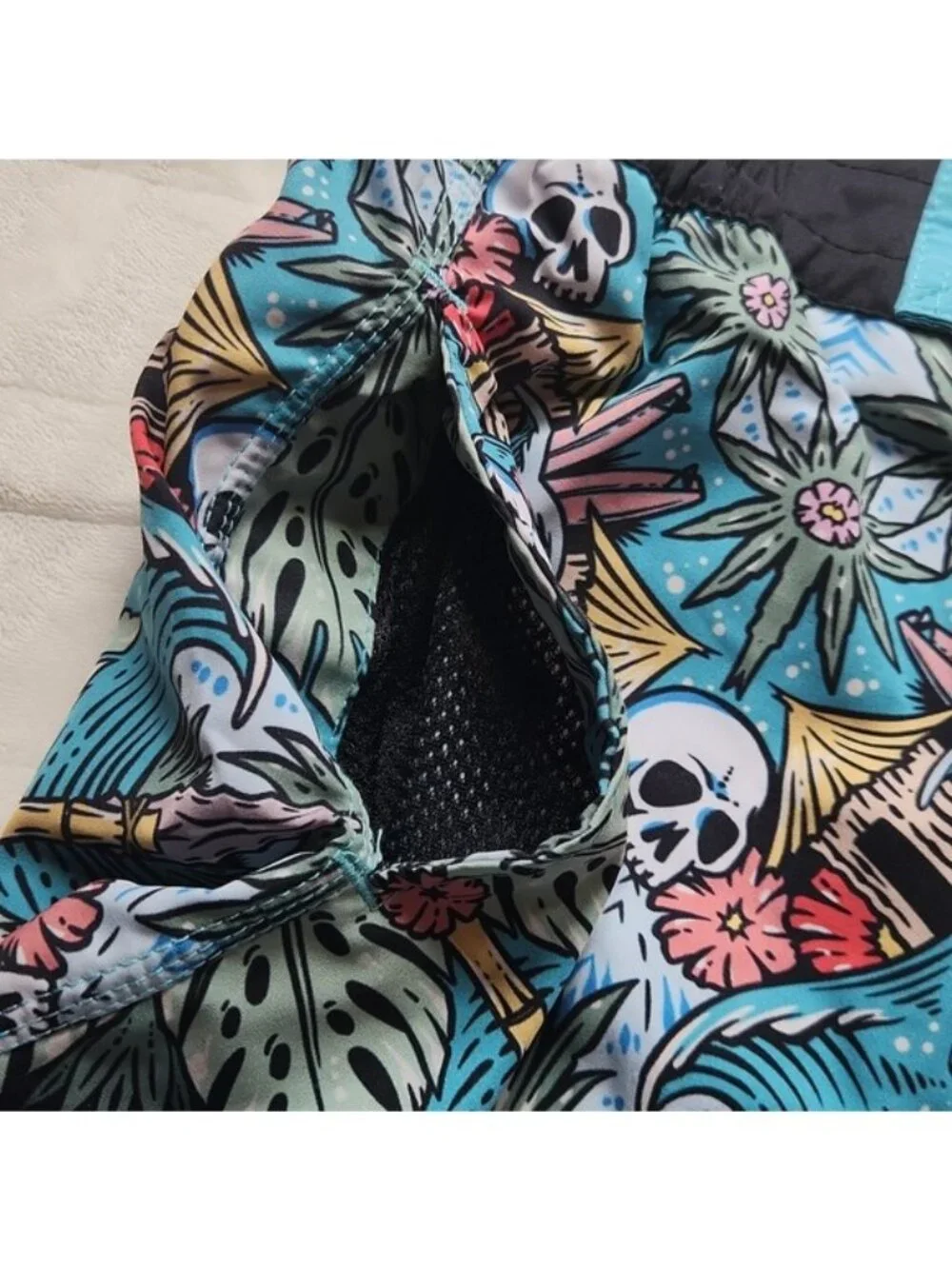 Men's What The FIN, Summer , Vacation, Beach, Pool, Blue Graphic Swim Shorts